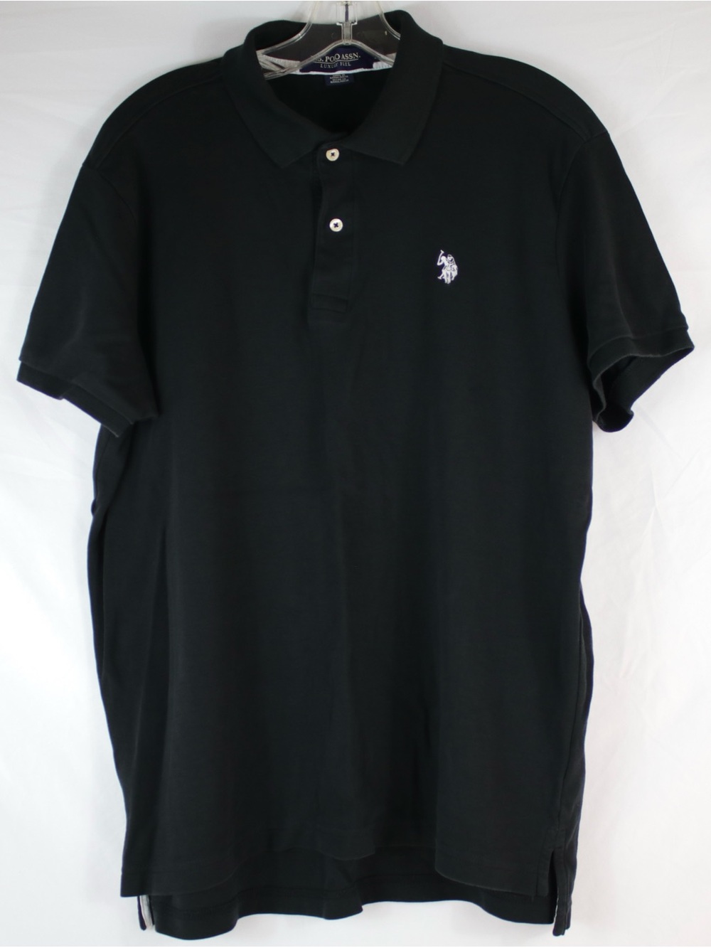 U.S. Polo Assn. Black Luxury Feel Short Sleeve Polo Shirt Mens Size L